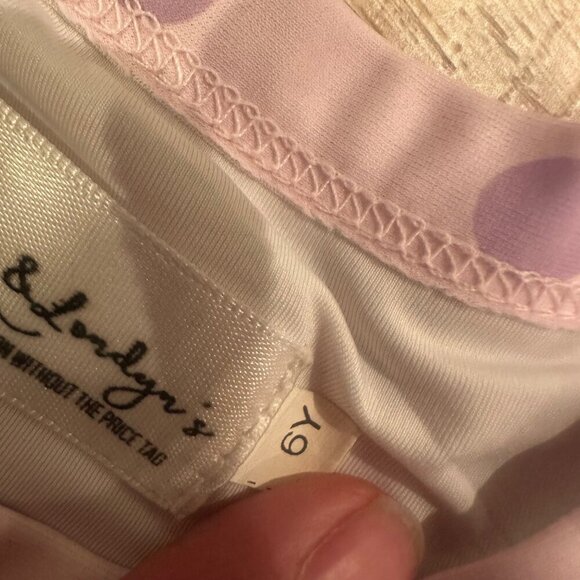 LILY & LONDYN'S PINK POLKA DOT SWIM SHIRT RUFFLE BOTTOM RASH GUARD SIZE 6 YEAR - Picture 4 of 6